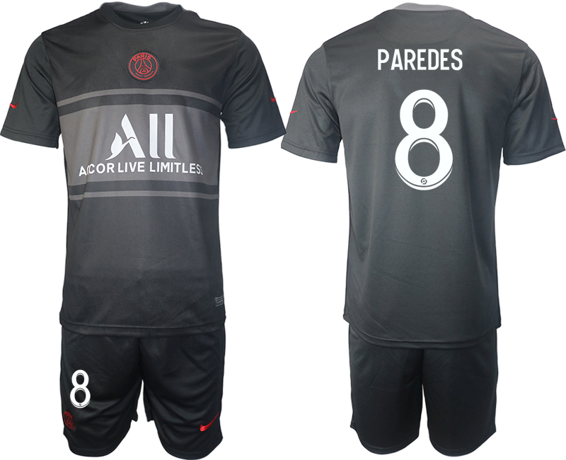 Men 2021-2022 Club Paris St German Second away black #8 Soccer Jersey